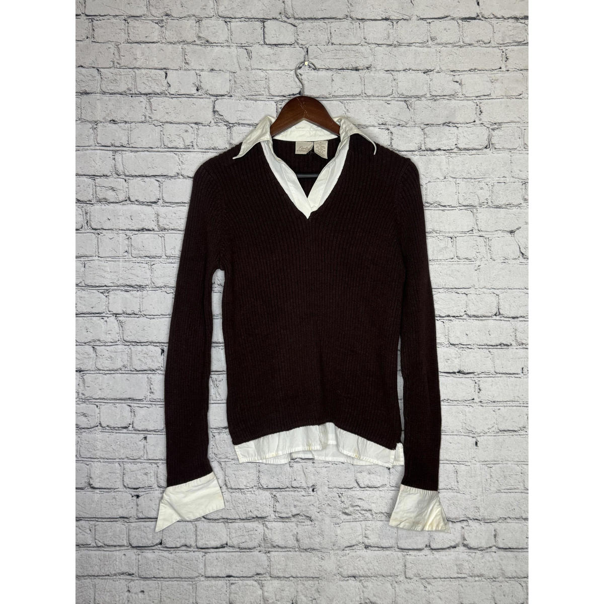 Fiorellini International Women's Knit Top With Shirt Detail, Size Small